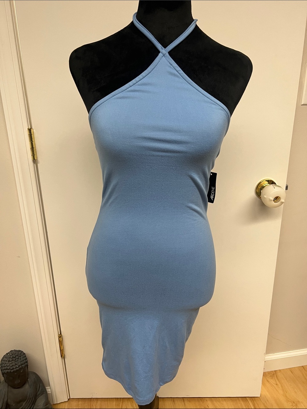 Ardene Powder Blue One-Shoulder Halter Midi Dress